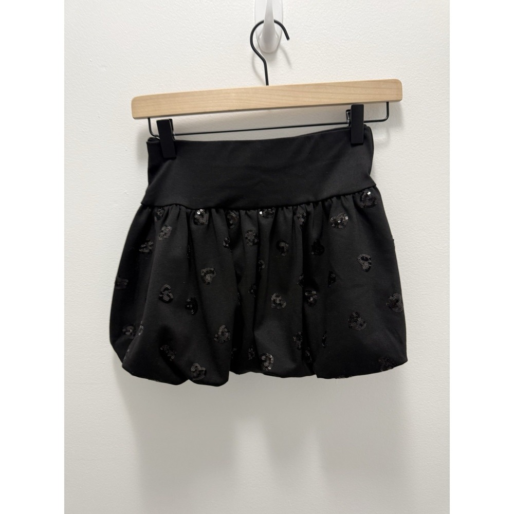 Zara Girls Black Sequin Heart Bubble Skirt NWT Size 9-10 Years 140 cm